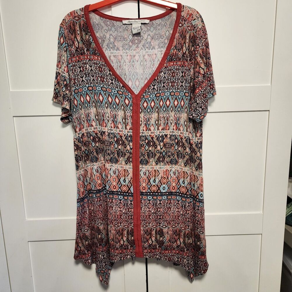 American Rag v neck top multi Colored plus size 2X